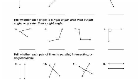 Lines, Line Segments, Rays, and Angles - Practice 15.1 Worksheet for