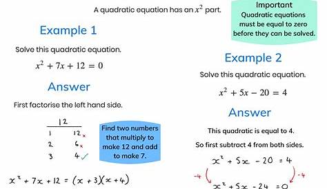 quadratic equation worksheets