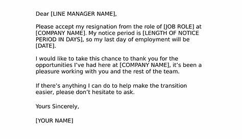 Examples Of Simple Resignation Letter | Letter Template