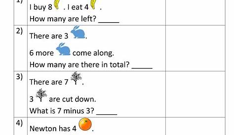 1st Grade Subtraction Word Problem Worksheets