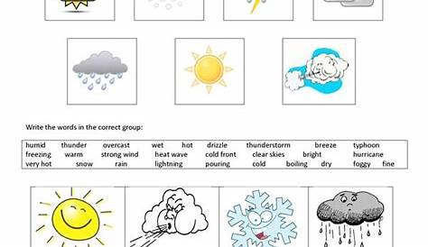 Weather | Weather worksheets, Preschool weather, Weather vocabulary