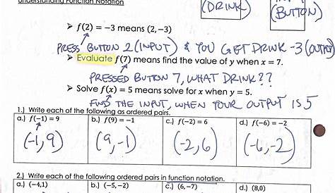 functions worksheets with answers