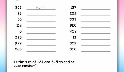 Odd or Even Numbers – Grade 2 Math Worksheets