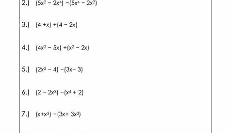 Adding & Subtracting Polynomials #4 Worksheet for 8th Grade | Lesson Planet
