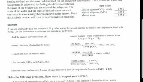 hydrates worksheet answers