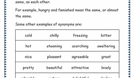 on the synonym worksheet
