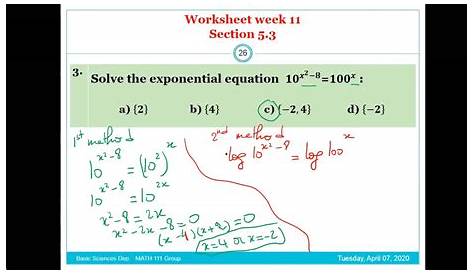 solving exponential and logarithmic equations worksheets