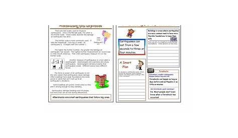 Measuring Earthquakes-Earthquake Facts 3rd - 4th Grade Worksheet