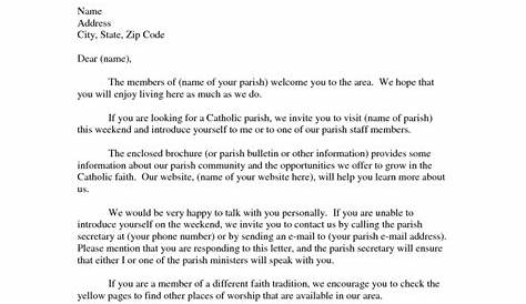 welcome letter to new church members sample