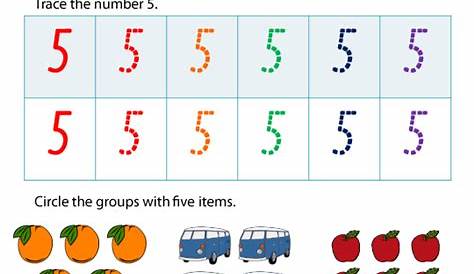 number 5 worksheets for kindergarten