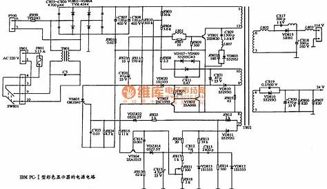 The power supply circuit diagram of IBM PC-I type color dispaly - Power