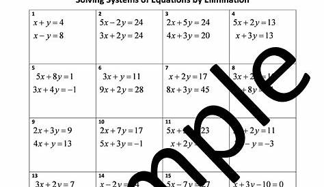 system of equations worksheet with answers