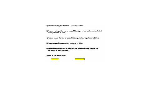 Same area, different perimeter worksheets by Teaching Resources UK