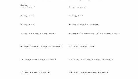 log and exponential worksheets