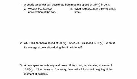 worksheet 2.6 kinematic equations answers