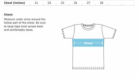 youth size chart t shirt