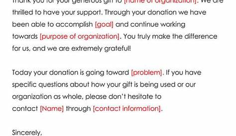sample thank you letter to donors for charity