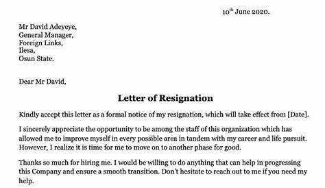 free resignation letter sample with reason