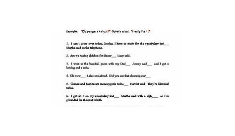 punctuating dialogue worksheet 4th grade