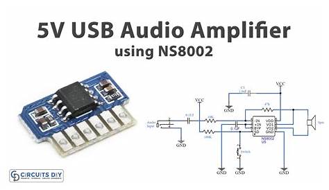 5V USB Audio Amplifier Circuit using NS8002