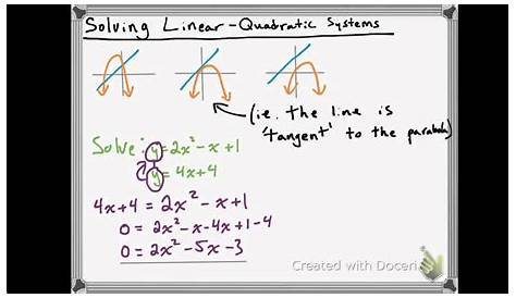 linear quadratic systems worksheet 1