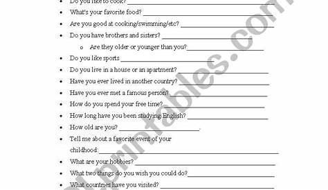getting to know you questions worksheet