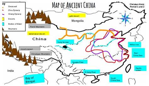 Map Of Ancient China Labeled With Mountains