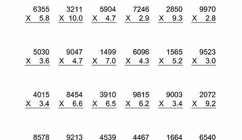 multiplication of decimals worksheet