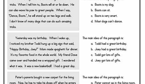 Printable 5th Grade Main Idea Worksheets | Reading comprehension worksheets, Main idea worksheet