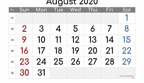 Printable Calendar August 2020 / August 2020 Printable Calendar