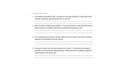 Figurative Language Worksheet 1 Answer Key - Fill Online, Printable