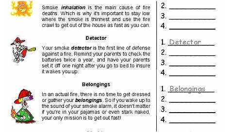 Fire Safety Spelling / Vocabulary Worksheet Worksheet for 5th - 6th