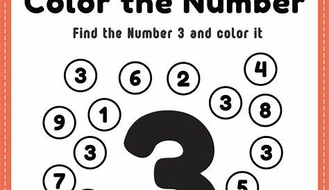 Number worksheet number 3 worksheet math coloring | Maths Crunch