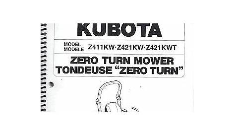 Kubota Z411KW,Z421KW,Z421KWT Z Turn Mower Illustrated Parts Manual