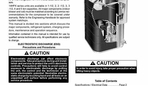 Lennox Air Conditioner Service Manual Model 14HPX-018
