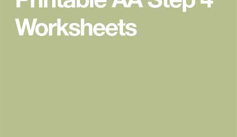 Printable AA Step 4 Worksheets | Aa steps, Step, Printables
