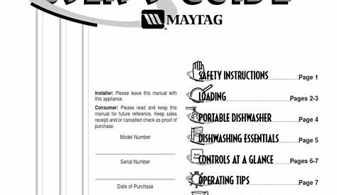 Maytag Dishwasher - EQ Plus Manual | Dishwasher | Washing Machine