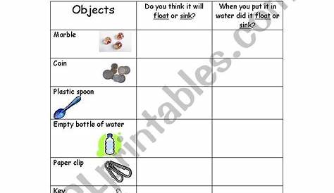 Sink or Float Worksheet | Worksheet for Education