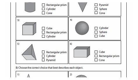 worksheet showing the properties of shapes for students to use in their