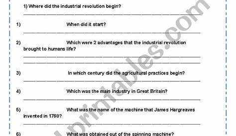 industrial revolution worksheets