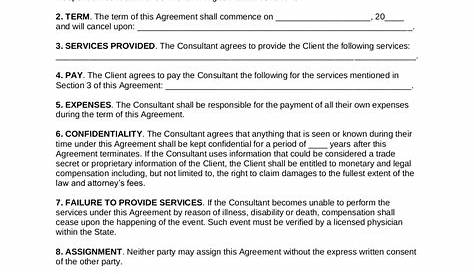 Free One (1) Page Consulting Agreement Template - PDF | Word – eForms