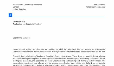 letter of interest substitute teacher sample