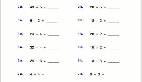 Worksheets for basic division facts (grades 3-4)