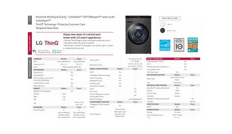 LG WKEX200HBA Stacked Washer Dryer Unit Specification Sheet | Manualzz