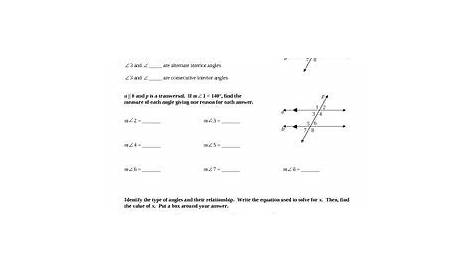 Parallel Lines And Transversals Worksheet Answers With Work - worksheet