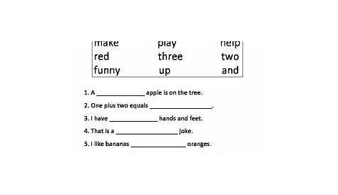 Fill In The Blank - Sight Word Sentence Worksheets By NVW Sight Word