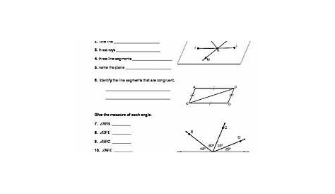 geometry worksheets points lines and planes