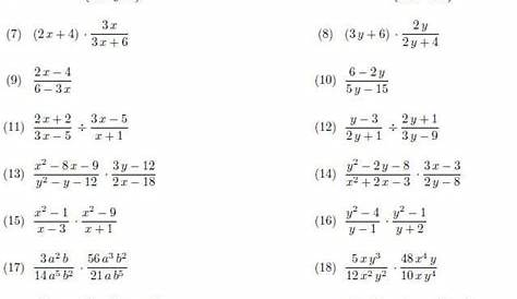 Multiplying And Dividing Rational Expressions Worksheets With Answers