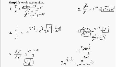 property of exponents worksheets