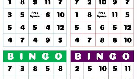 kindergarten number bingo